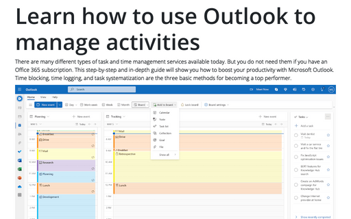 Learn how to use Outlook to manage activities